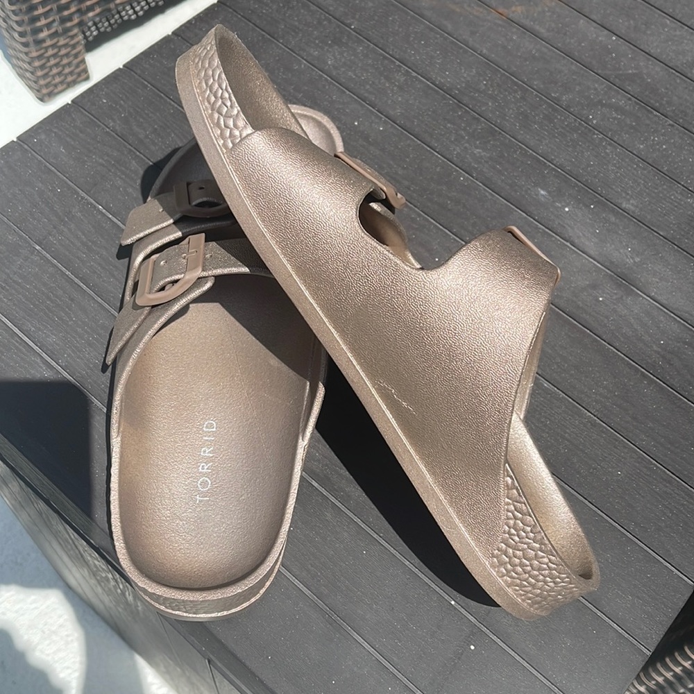 Torrid Rose Gold Dual Strap Slide Sandal size 10W